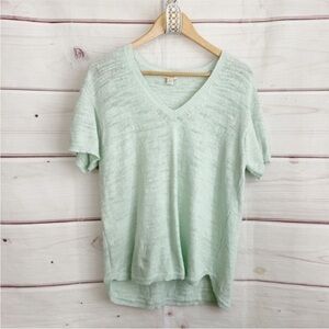 J. Crew Light Green Short Sleeve V-Neck Top